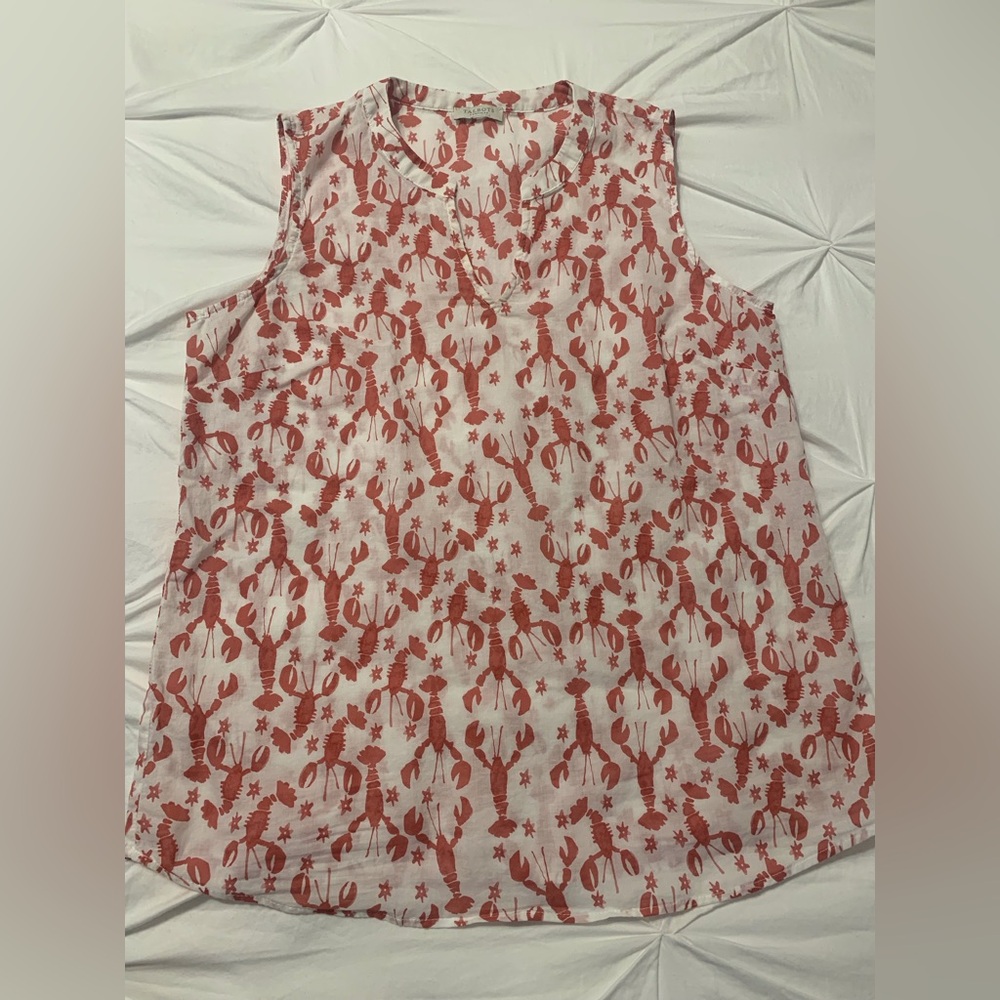 Talbots Red Lobster Print Tank Top